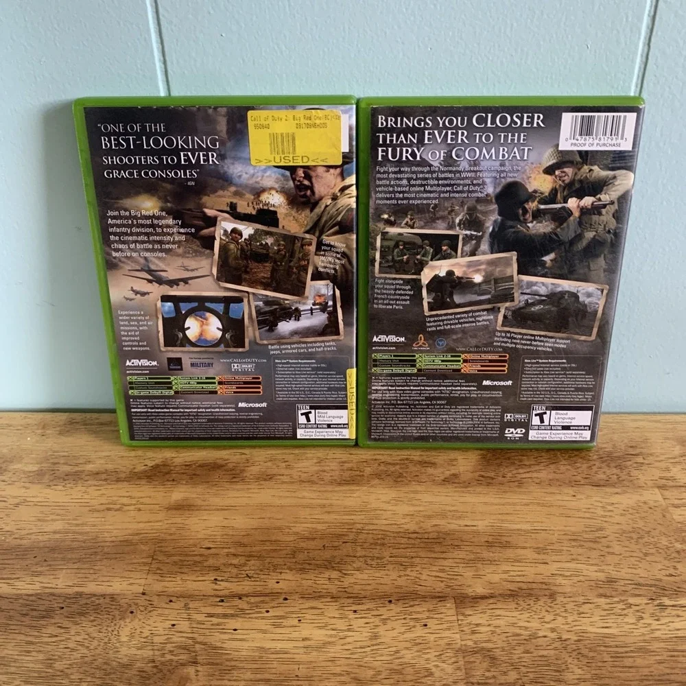 Call of Duty 2: Big Red One (Microsoft Xbox, 2005) & Cal of Duty 3 CIB Tested